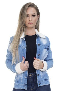 jaqueta jeans com pelo